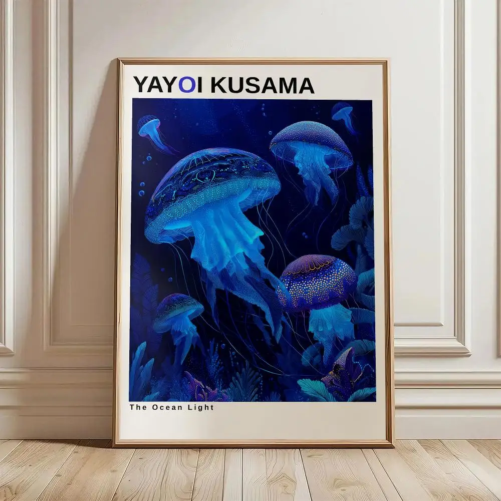Yayoi Kusama Jellyfish HD Wall Art Poster Japanese Modern Ocean Scene Colorful Marine Inspired Home Decor Gift