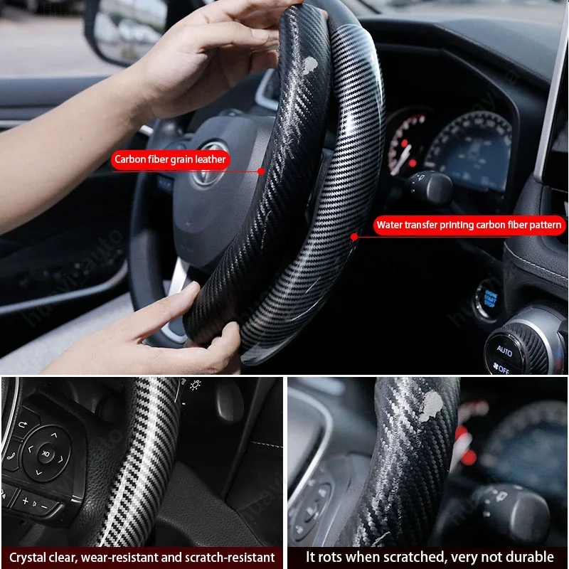 Car Carbon Fiber Steering Wheel Cover For Toyota GR Sport Gazoo Racing Anti Slip Car Steering Wheel Protector Cover Accessories