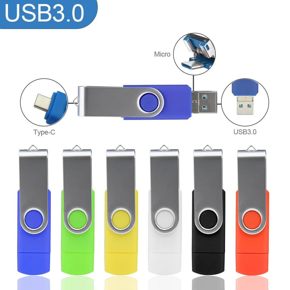 

Metal Waterproof Pen Drive 3 In 1 OTG 3.0 Pendrive 128GB 256GB 64GB High Quality Type C Usb Flash Drive 16GB 32GB Usb Stick