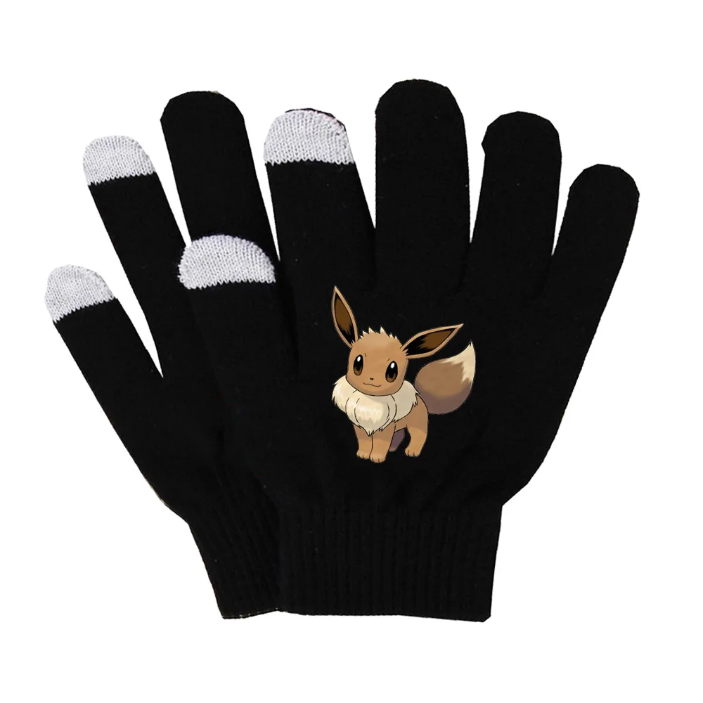 Rękawiczki z dzianiny Pokémon Cartoon Figure Peripheral Kawaii Lightning Mouse Warm Cycling Touch Screen Glove Zimowe akcesoria Prezenty