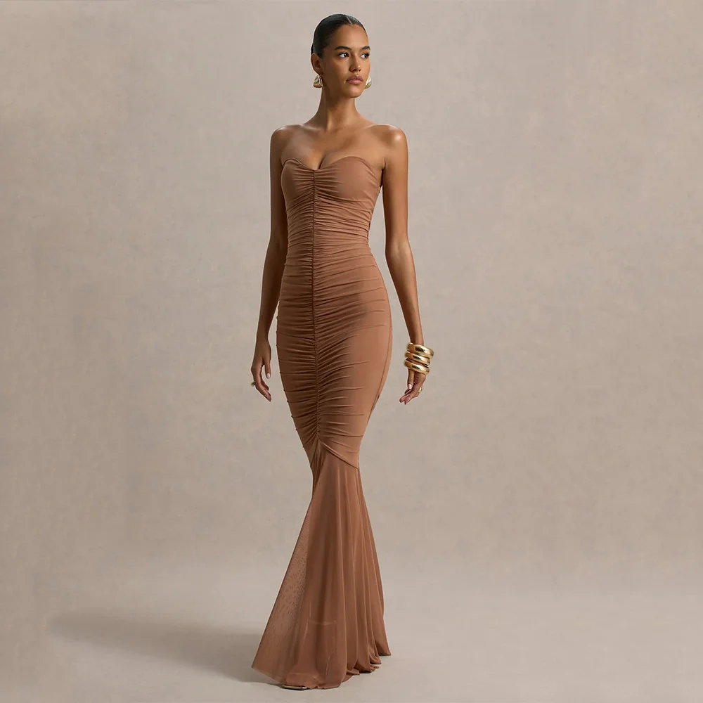 فستان مثير للحفلات من الجيرسيه بطول الأرض على شكل قلب بدون أكمام للحفلات الراقصة حورية البحر فيستدوس دي فييستا مخصص #2