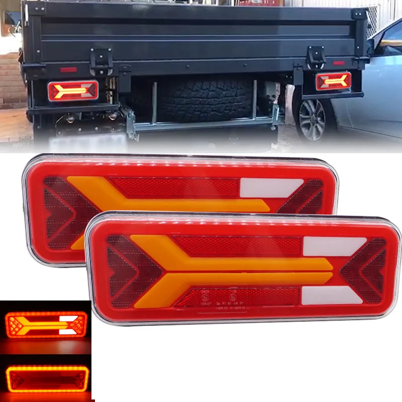 2PCS LED Tail Light Dynamic Brake Stop Turn Signal Rear Fog Lamp For Lorry Bus Trailer Truck Reflector Reverse light taillight