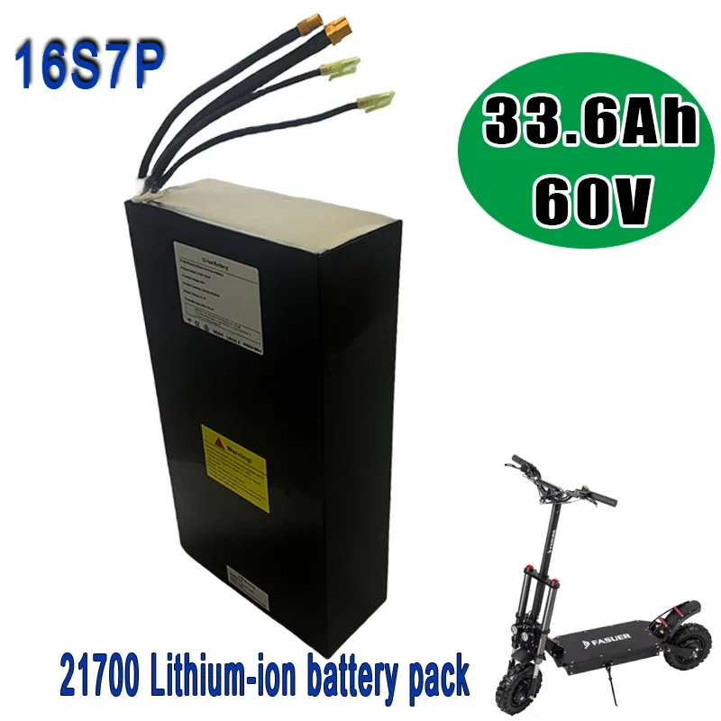 Paquete de batería de litio para coche de equilibrio, bicicleta eléctrica, scooter, triciclo, 60V, 16S7P, 33600mAh