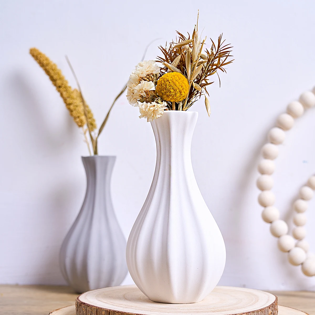 Streifen Feine Hals Mund Vase Silikon Form Einfache Keramik Beton Blume Anordnung Container Formen DIY Home Decor Ornament