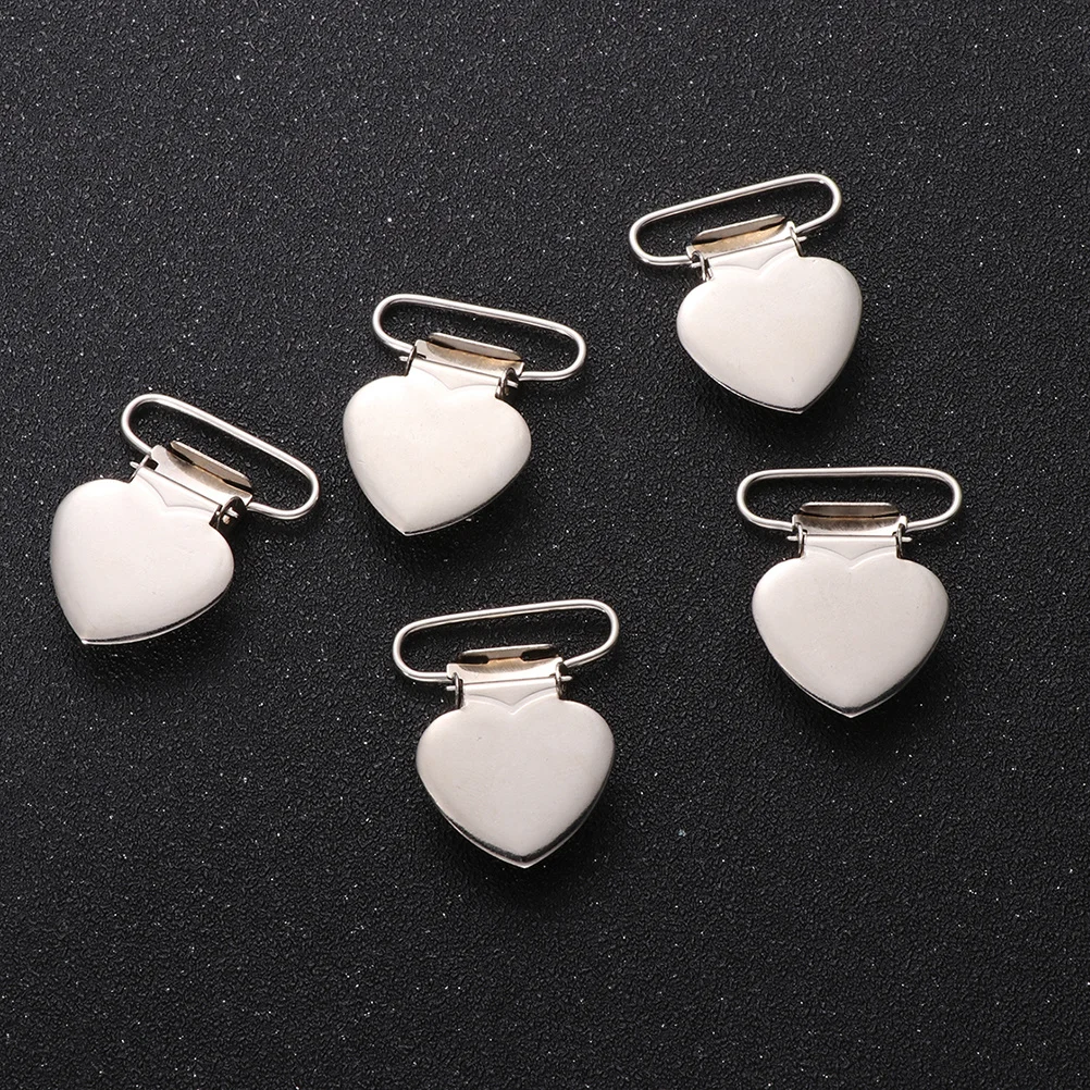 10pcs Metal Heart Shaped Clips For Clothing Durable Adjustable Fasteners Overalls Jeans Kids Suspenders