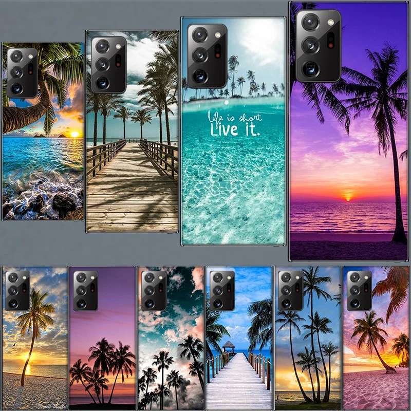 Summer Beach Scene at Sunset on sea Palm Tree Phone Case for Samsung A17 A37 A57 A55 A35 A25 A15 A54 A14 A24 A34 A13 A23 A33 A53