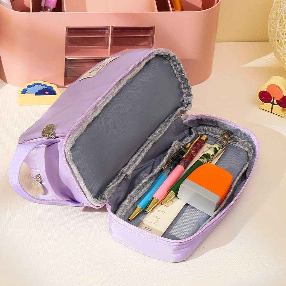Multilayer Pencil Case Large Capacity Pen Bag Simple Multifunctional Pencil Pouch for Students School Office Stationery Supplies image 3