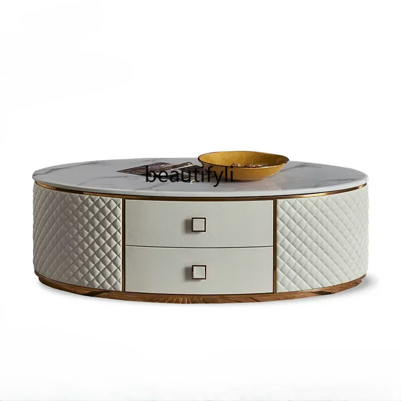 

cc182R11 Classical Light Luxury Tea Table Post-Modern Hong Kong Style Marble Tea Table Living Room Designer Furniture Combinati