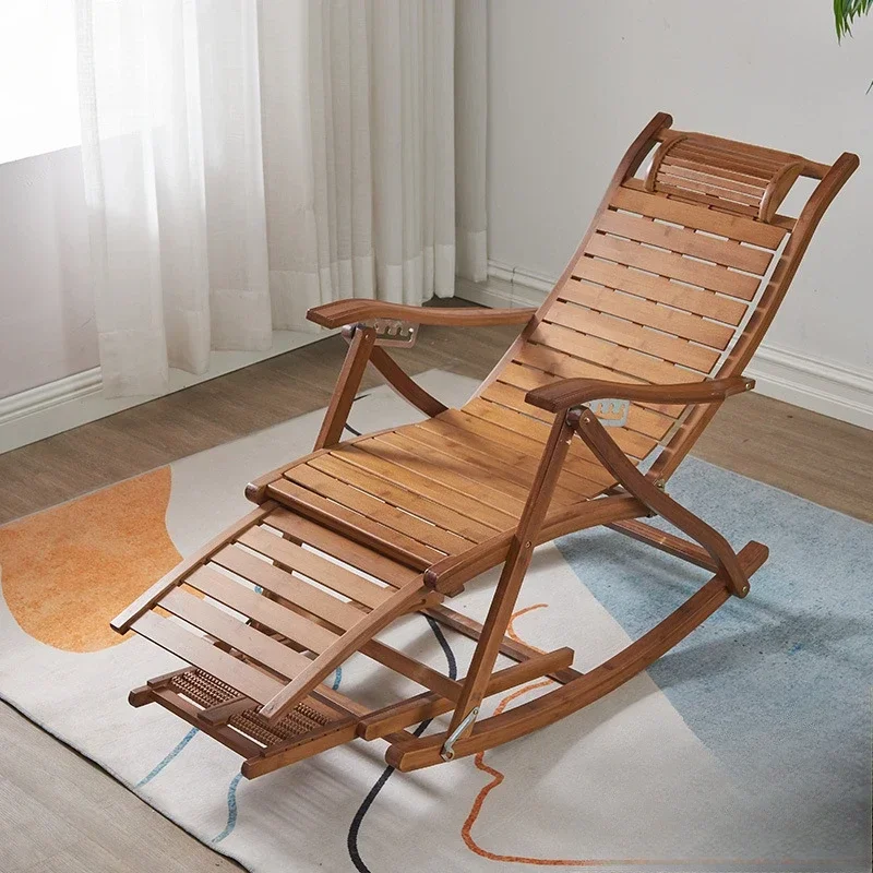 

Bamboo lunch lounge chair, balcony home rocking chair, can lie down can sit elderly leisure lounge chair, cool getaway chair