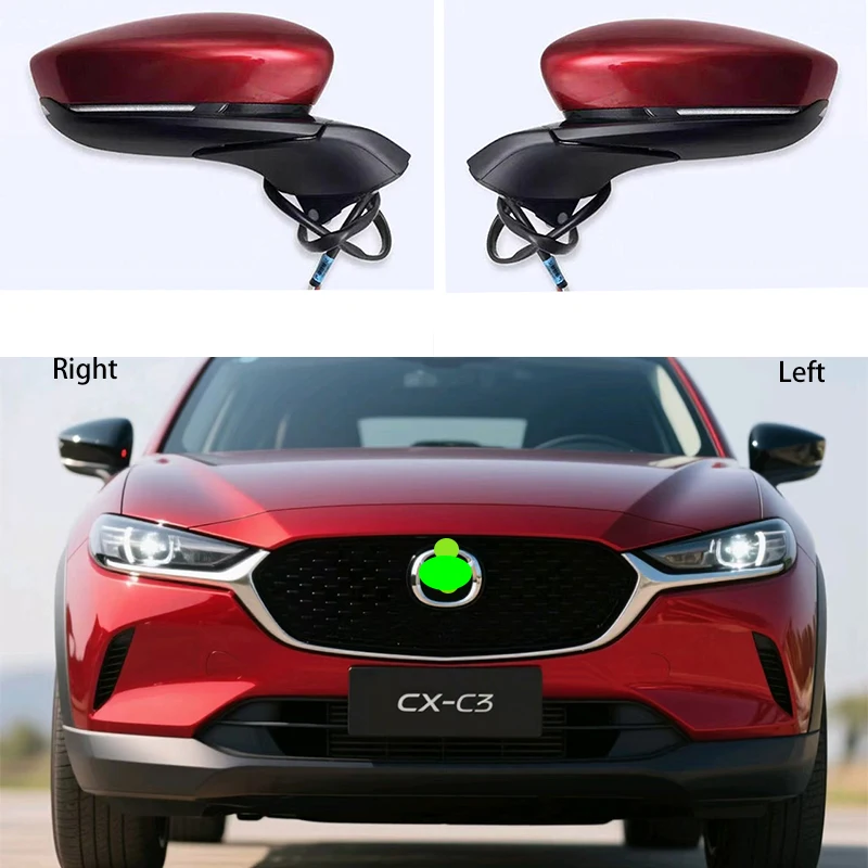 For Mazda CX-30 2020 2021 2022 Side Mirrors Electric Folding with Blind Spot Detection 9-pin Not Suitable For US Canadian M