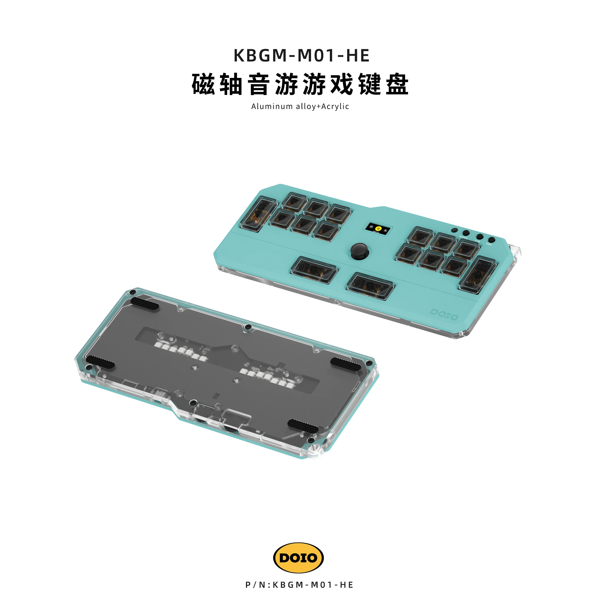 DOIO HITBOX KBGM-M01-HE Keyboard Aluminium Alloy Kabel Akrilik Saklar Magnetik Rendah Keypad Gamer OSU/DJMAX/Muse Dash/EZ2ON Kustom