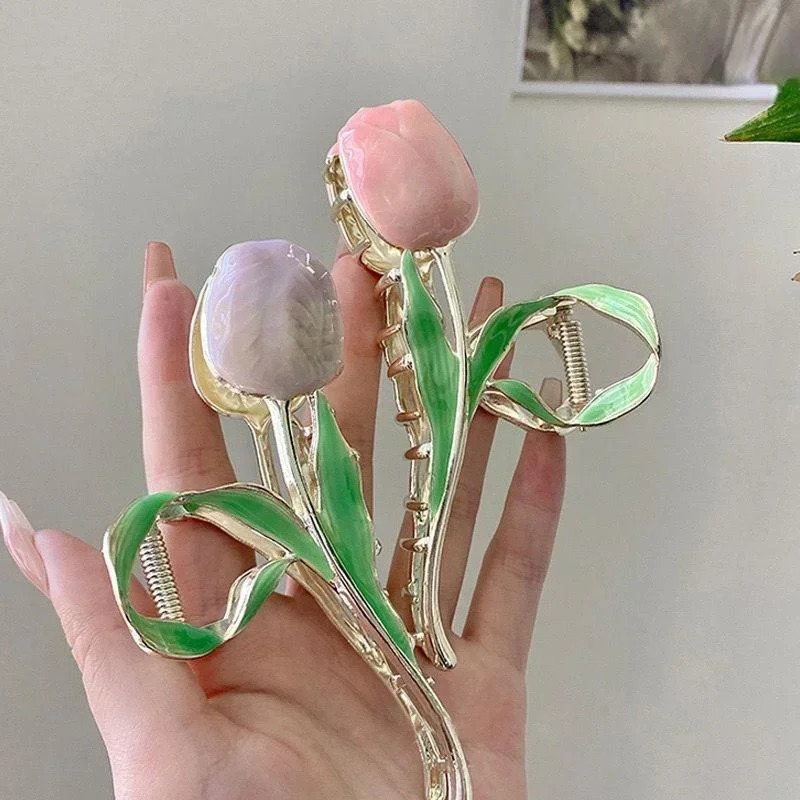 Mode neuesten Tulpe Klaue Blume Kopfschmuck Retro Clip Trend süßes Mädchen Geschenk Schmuck Haarschmuck Mädchen Geschenk