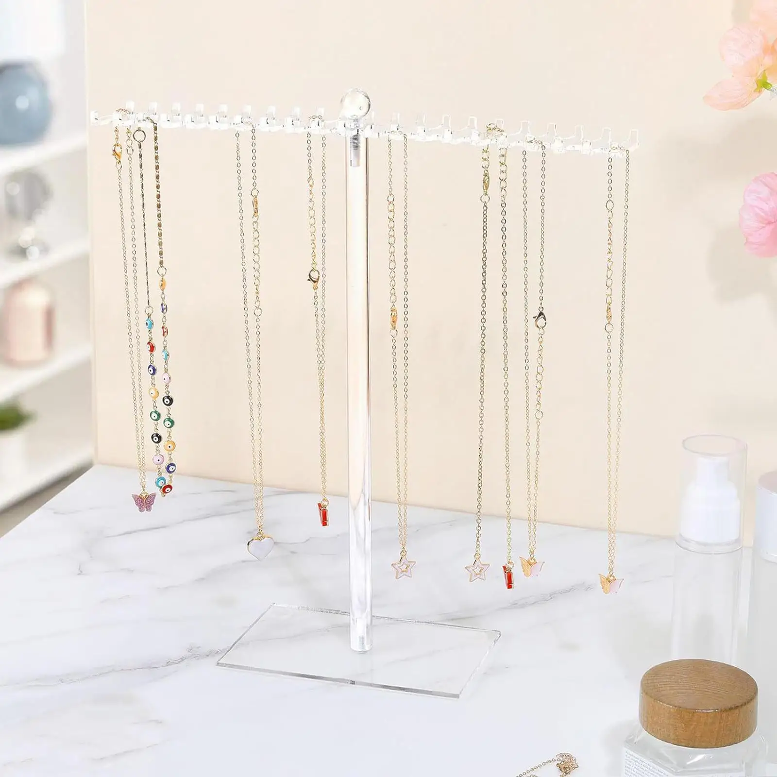 

Jewelry Organizer Necklace Display Holder Clear Acrylic Jewelry Display Rack Jewelry Holder for Dresser Shops Stores Showcase