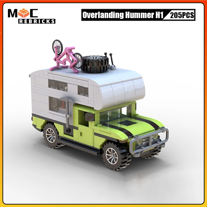City Travel Outdoor RV Overlanding Hummer H1 MOC Building Block Mini-Truck Model Set Originality Bricks Puzzle Toys Xmas Gifts ﻿