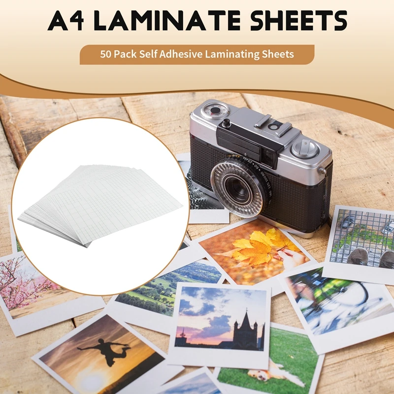 50 Pack Self Adhesive Laminating Sheets, A4 Laminate Sheets , Lamination Sheets For Laminator, No Heat,No Machine Needed