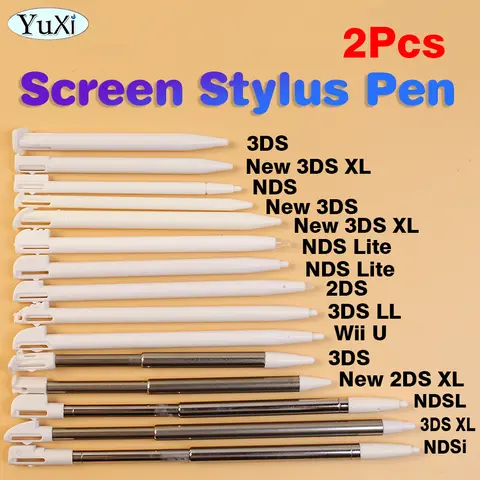 닌텐도 NDS NDSI XL NDSL Wii U 용 2Pcs 스타일러스 펜 3DS 2DS New 2DS LL XL New 3DS LL XL 금속 플라스틱 흰색 터치 스크린 펜