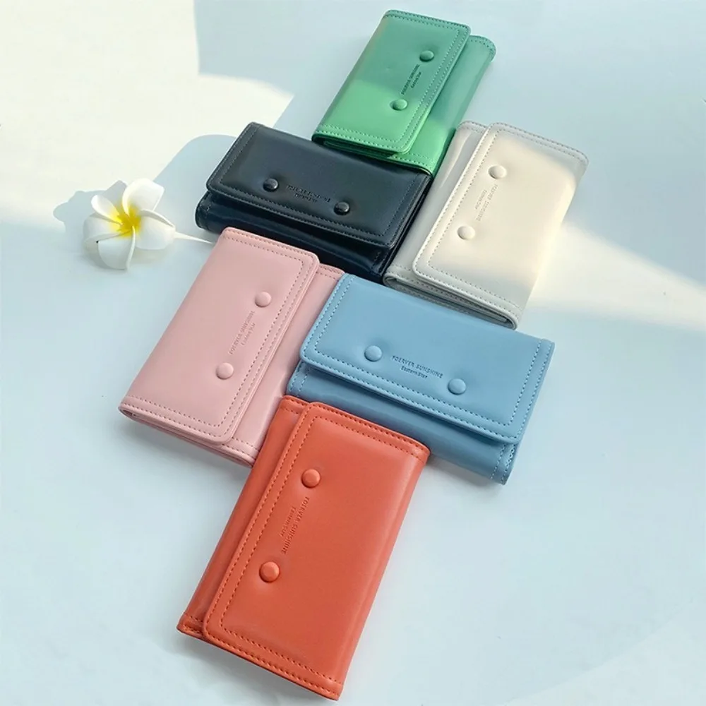 

Портативный модный женский короткий кошелек, многофункциональный держатель для карт на молнии, деловой чехол для монет из искусственной кожи для девочек