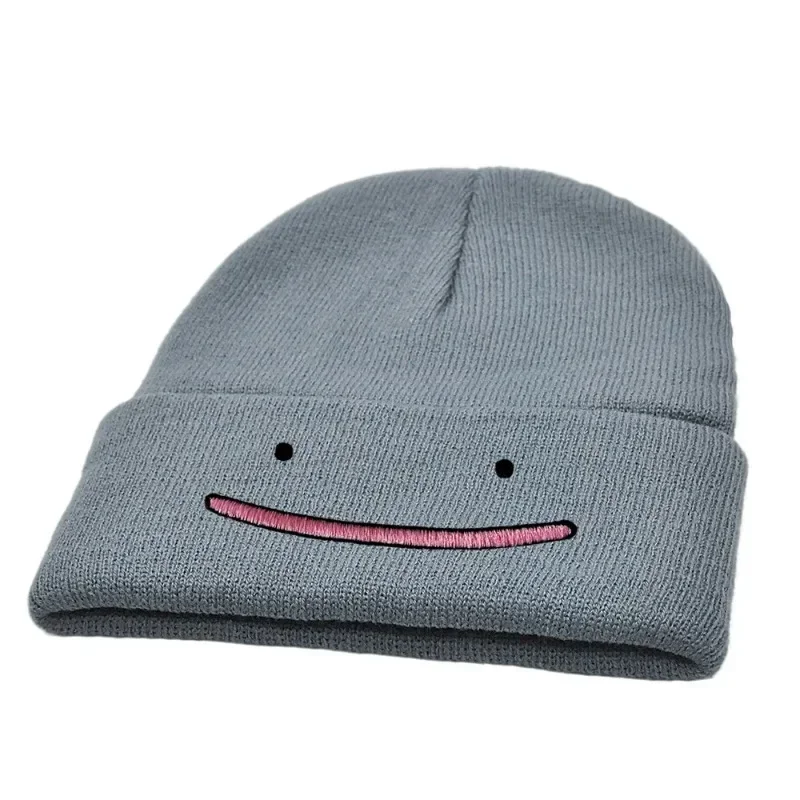 Pokemon Ditto personalità cappello lavorato a maglia per donna uomo Anime Cartoon berretti cappello inverno caldo cappelli da sci elastico tendenza Hip Hop Caps