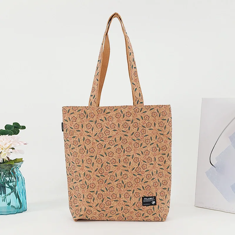 Eco-friendly Cork Shoulder Tote Bag Boho Commuter Bag Canvas Bag