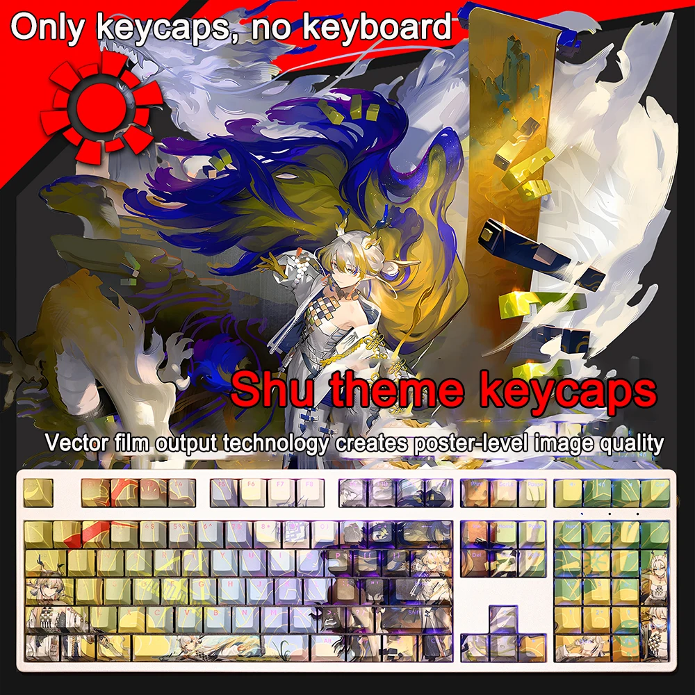 108 kunci/set Arknights Keycaps PBT Dye Subbed Weedy debu Ines Keycap Cherry Anime kartun Gaming topi kunci untuk ANSI 61 104 108