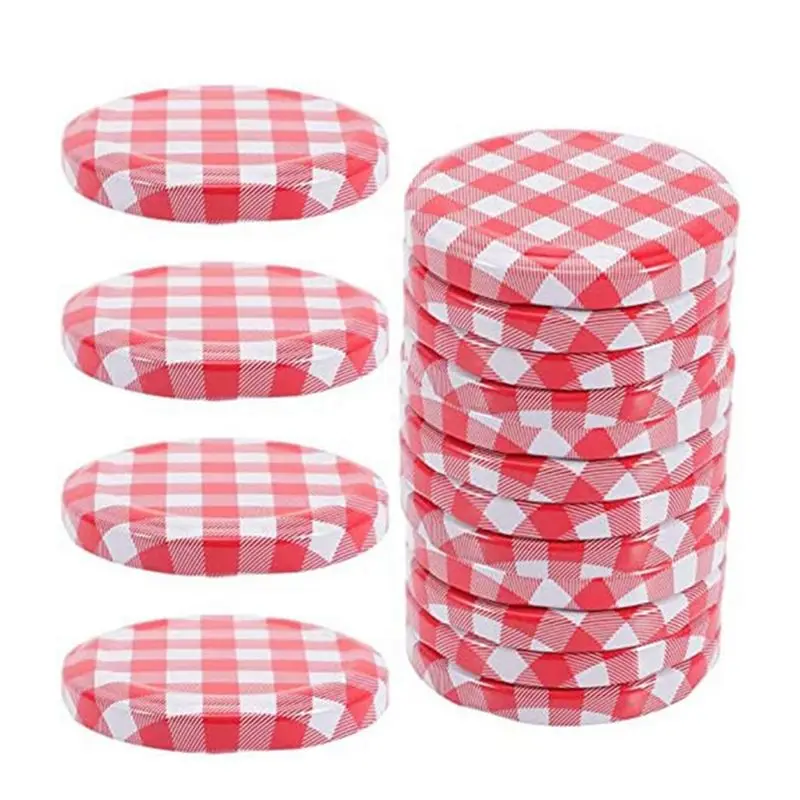 ABJS Jam Jars with Wide Mouth Lids Metal Bottle Cap for Normal Jars 6.5 X 6.5 Cm Set Of 40