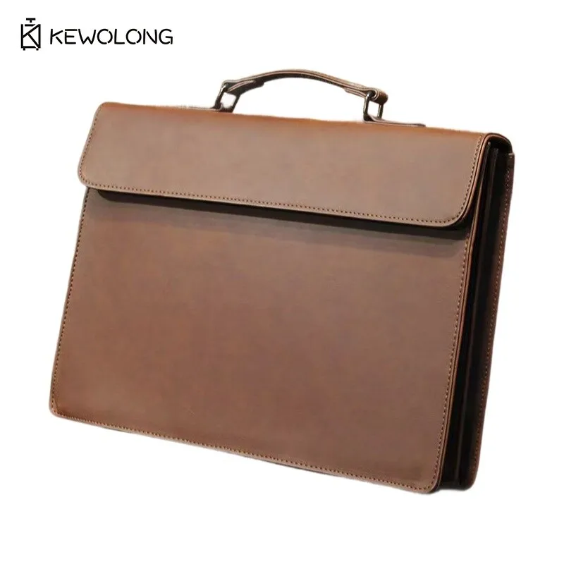Retro Vintage Leather Messenger Bag for Men, Fashion Briefcase Handbag Shoulder Bag, Casual Business Crossbody Bag for Work