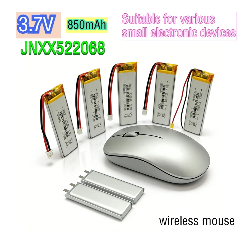 

3.7V 850mAh JNXX522068rechargeable lithium battery for small electronic devices DIY smart watch JST/PH2.0 plugremotecontroltoys