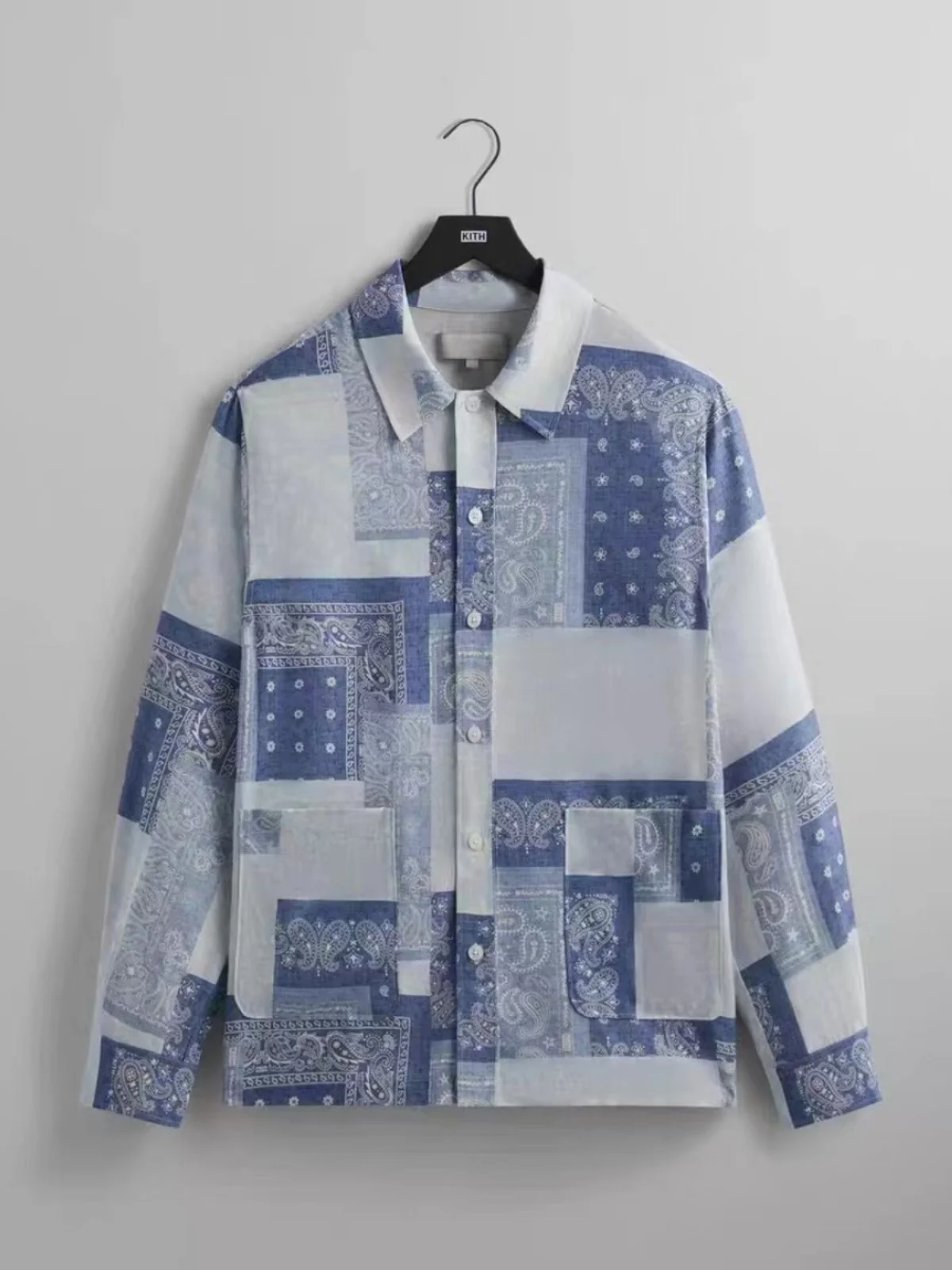 

Американская уличная рубашка KITH из легкой шелковой ткани с искусственными пуговицами, длинными рукавами, свободного кроя, с цветочным принтом