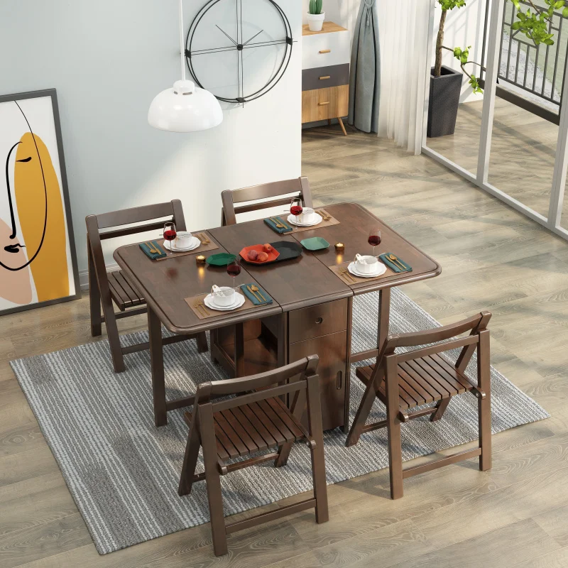 Mid Century Vintage Dining Tables With Chairs Design Elegant Dark Dining Tables Square Foldable Столы Обеденные Furniture Home view 6