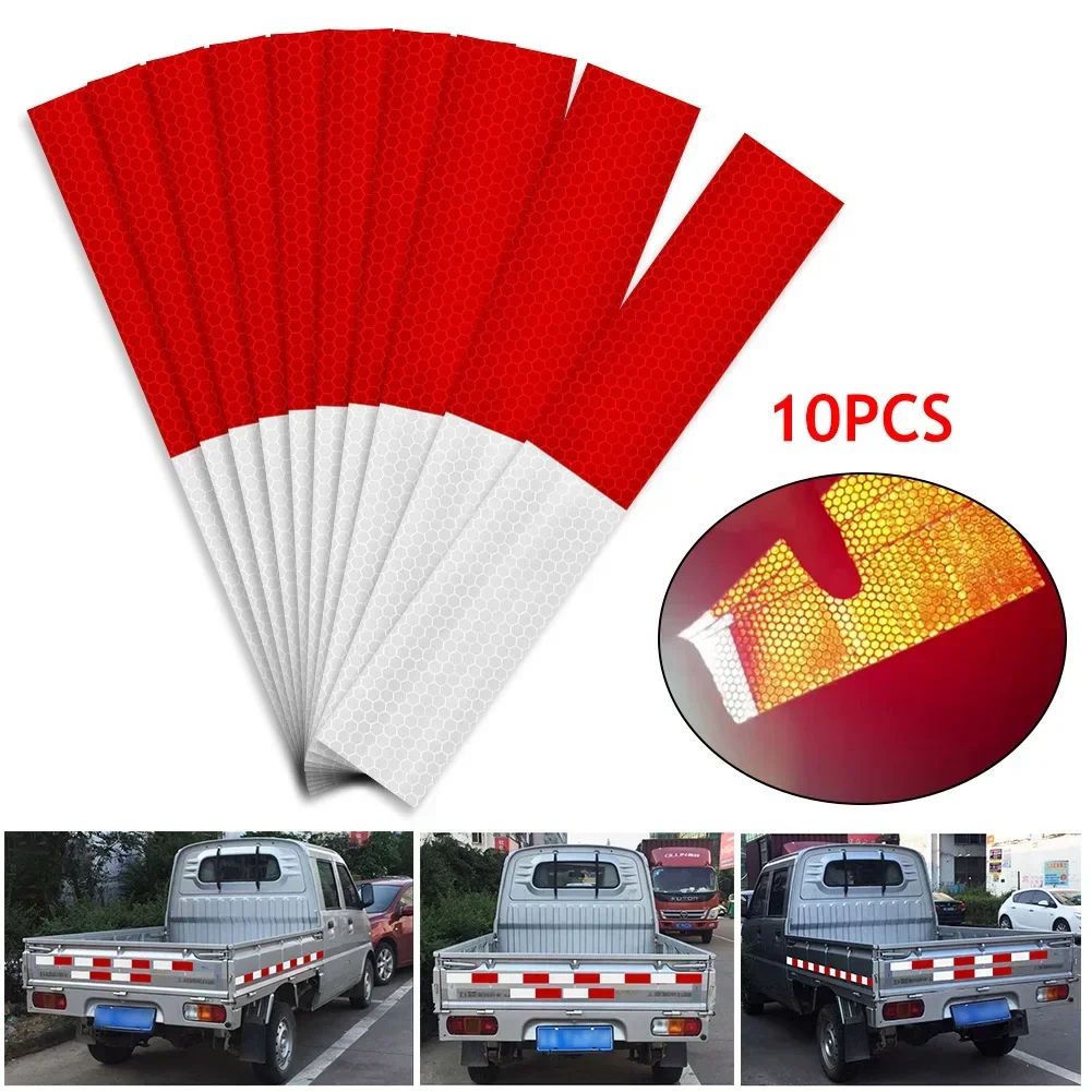 10Pcs 30x5cm Car Truck Reflective Safety Tape Waterproof Night Warning Light Trailer Reflector Sticker Decal Car Accessories