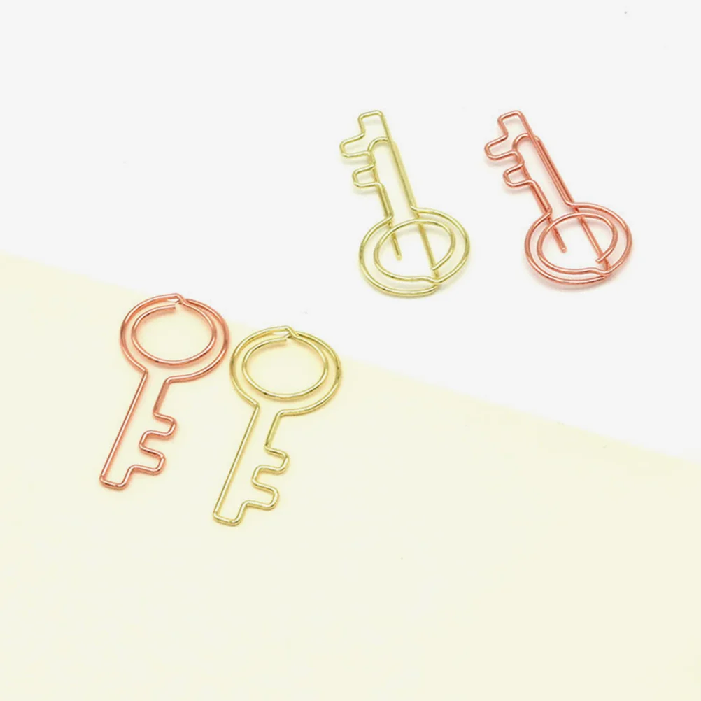 20 Pcs Cute Metal Bookmarks Creative Paper Clips Small Tiny Key Delicate Office Document Paperclips