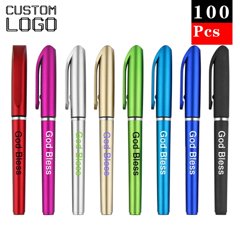 

100Pcs Personalized Printing Logo Multi Style Plastic Neutral Pen Business Advertising Campaign Promotional Gift Stationery Pens