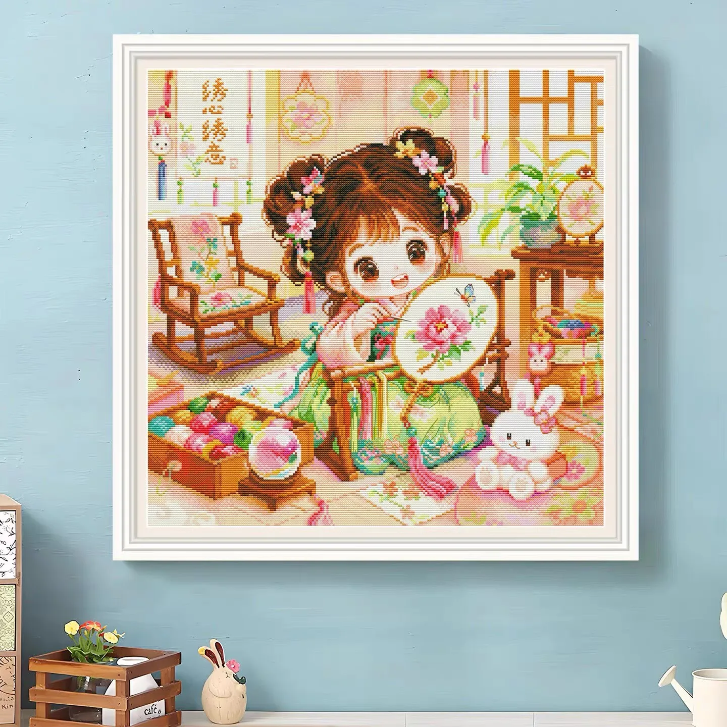 Embroidery X Pattern - Nakışlı kız Çapraz Dikiş Kitleri Damgalı
