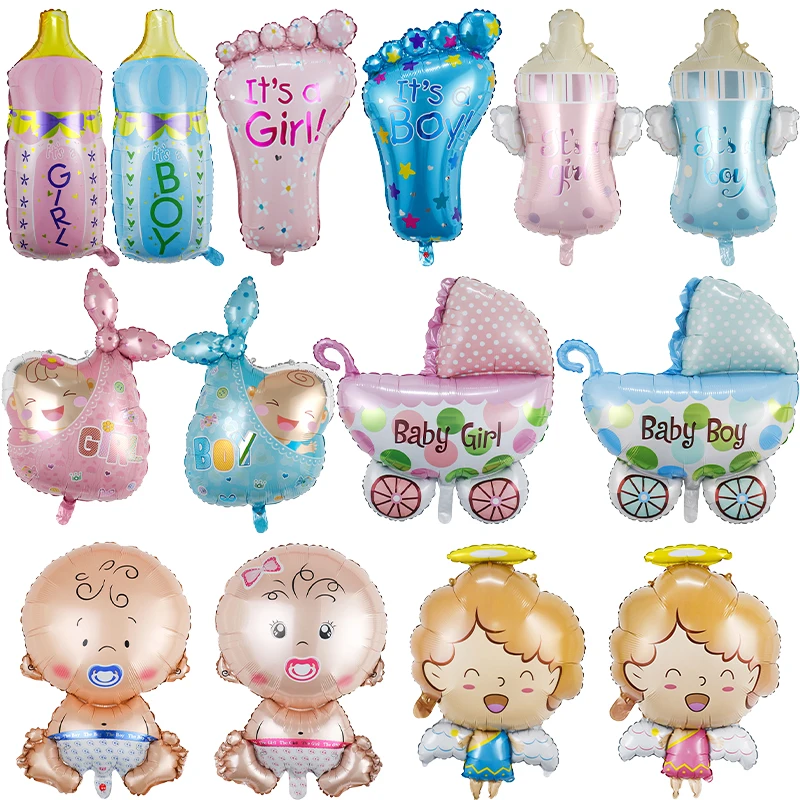 Newborn Boys girls Angel foil balloons Blue And Pink Gender Reveal PartyBlue And Pink Gender Reveal Party Baby Shower Decoration