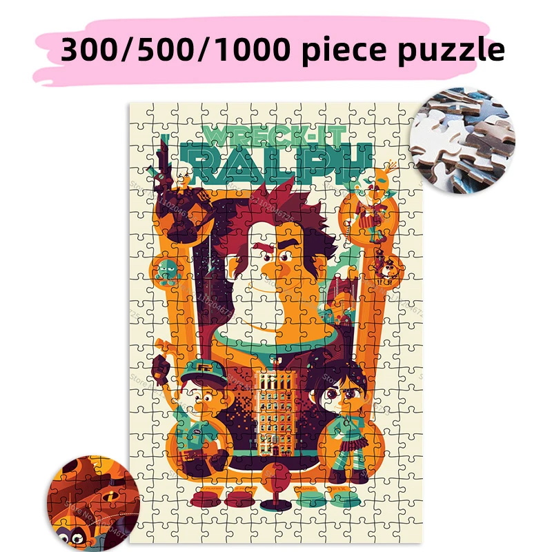 Disney Wreck-It Ralph 300 500 1000 Pieces Creative Cartoon Puzzles Birthday Gifts Educational Toys Kids Adult Collection Hobby