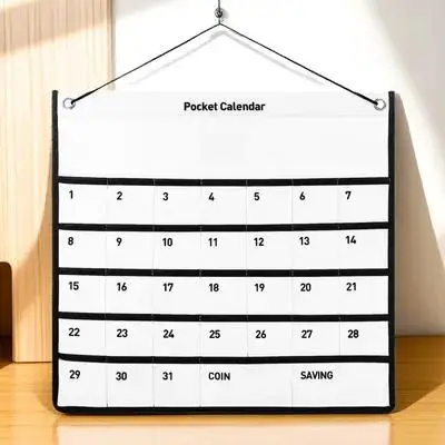 

Calendar Pocket 1 Month Wall Hanging Pocket Non-Woven Fabric Storage Bag for Medications Receipts Home Office Use