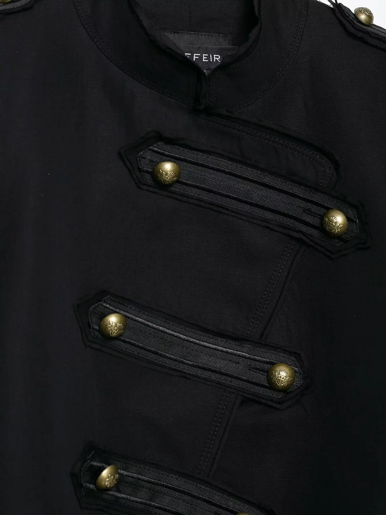 HH Vintage Militär-Stil Kurze Jacke für Damen mit Goldknöpfen und Stehkragen, Elegante Oberbekleidung für Frühling und Herbst, Streetwear für Festivals – Detail 8