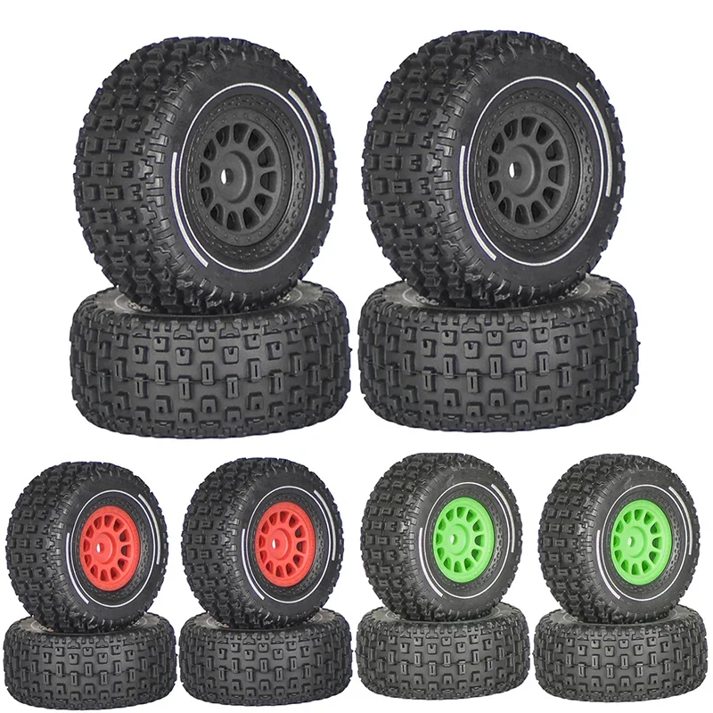 Mini Mojave Grom 4pcs Plastic Wheels Rims with Rubber Tires for Arrma RC Car 1/16 Mojave Grom 4X4 Desert Truck Upgrade Parts view 2