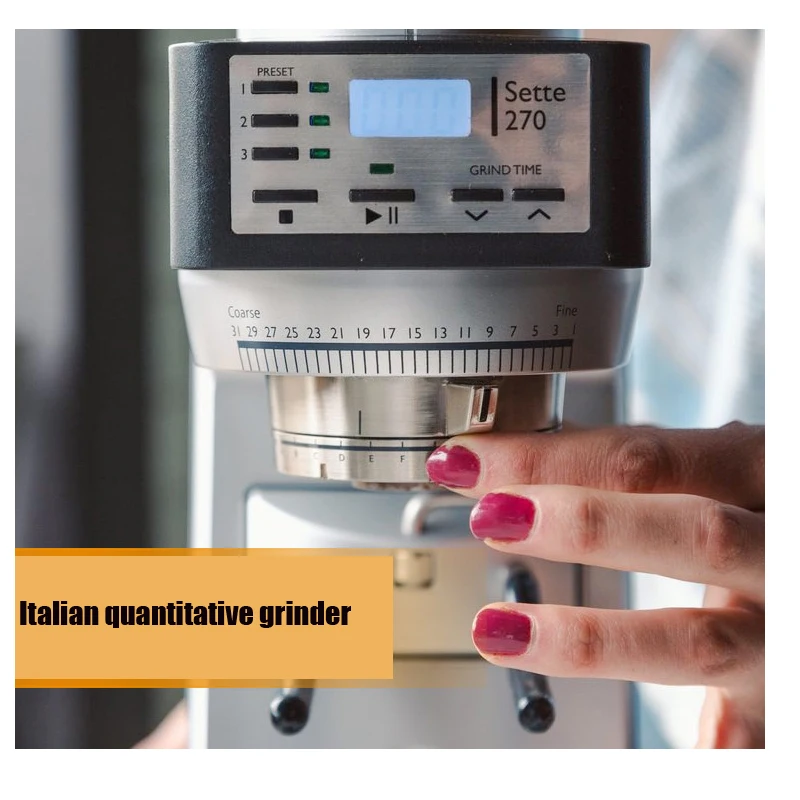 270 Electric Coffee Bean Grinder Italian Quantitative Timing Mill H ousehold Commercial 220V