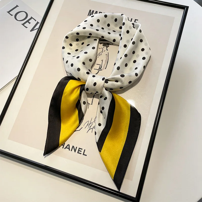 Luxury 2024 Square Silk Scarf for Women Hijab Hair Bands Neckerchief Female Satin Shawl Ribbon Headband Fashion Wraps Bandana