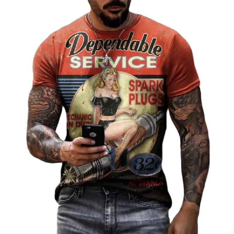 كاليفورنيا موضة خمر ثلاثية الأبعاد طباعة الرجال تي شيرت الصيف الولايات المتحدة الطريق 66 رسائل الملابس س طوق عادية الشارع المتضخم تي شيرت