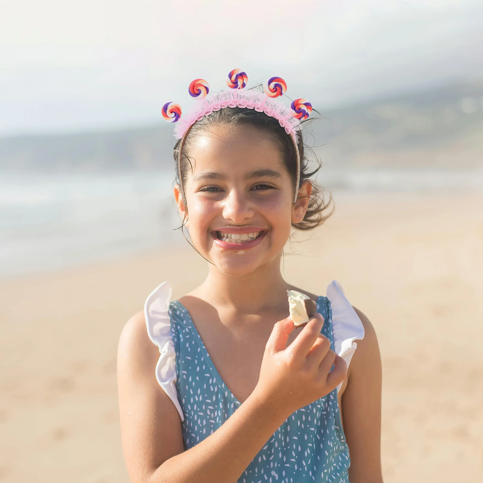 핑크 키즈 롤리팝 머리띠 귀여운 만화 헤어밴드 생일 파티 휴일 축하 캔디랜드 드레스업 액세서리