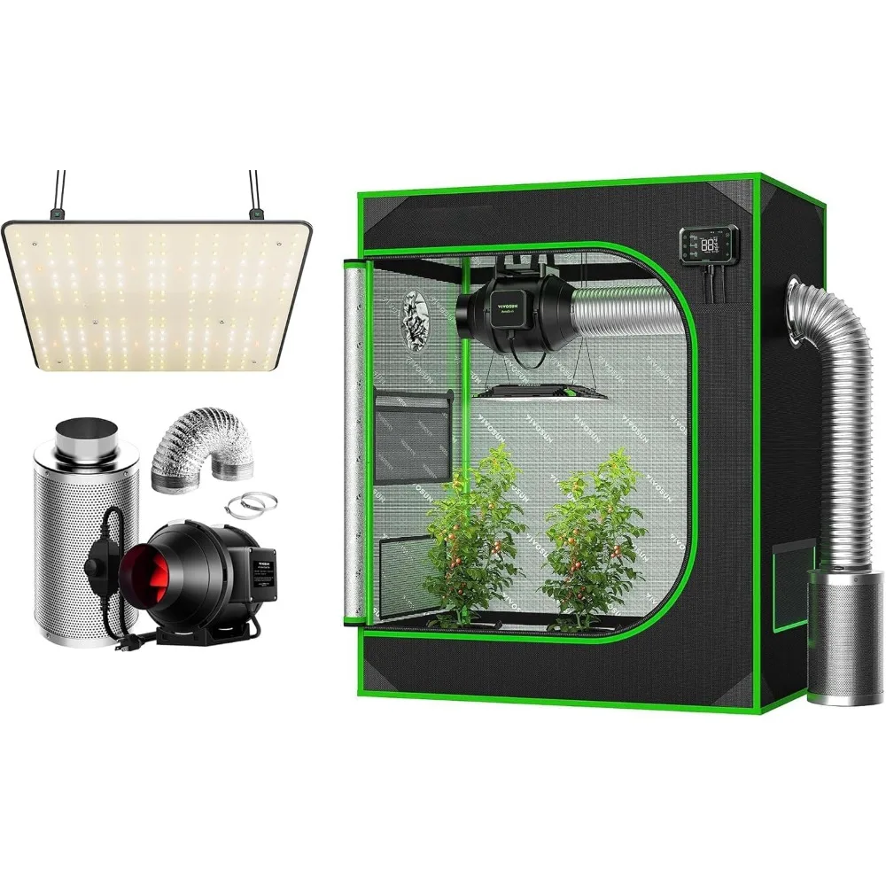 

30"x18"x36" Grow Tent with VS1000 LED Grow Light, 190 CFM Inline Fan, Carbon Filter & 8 Feet of Ducting Combo, Indoor Grow Tent