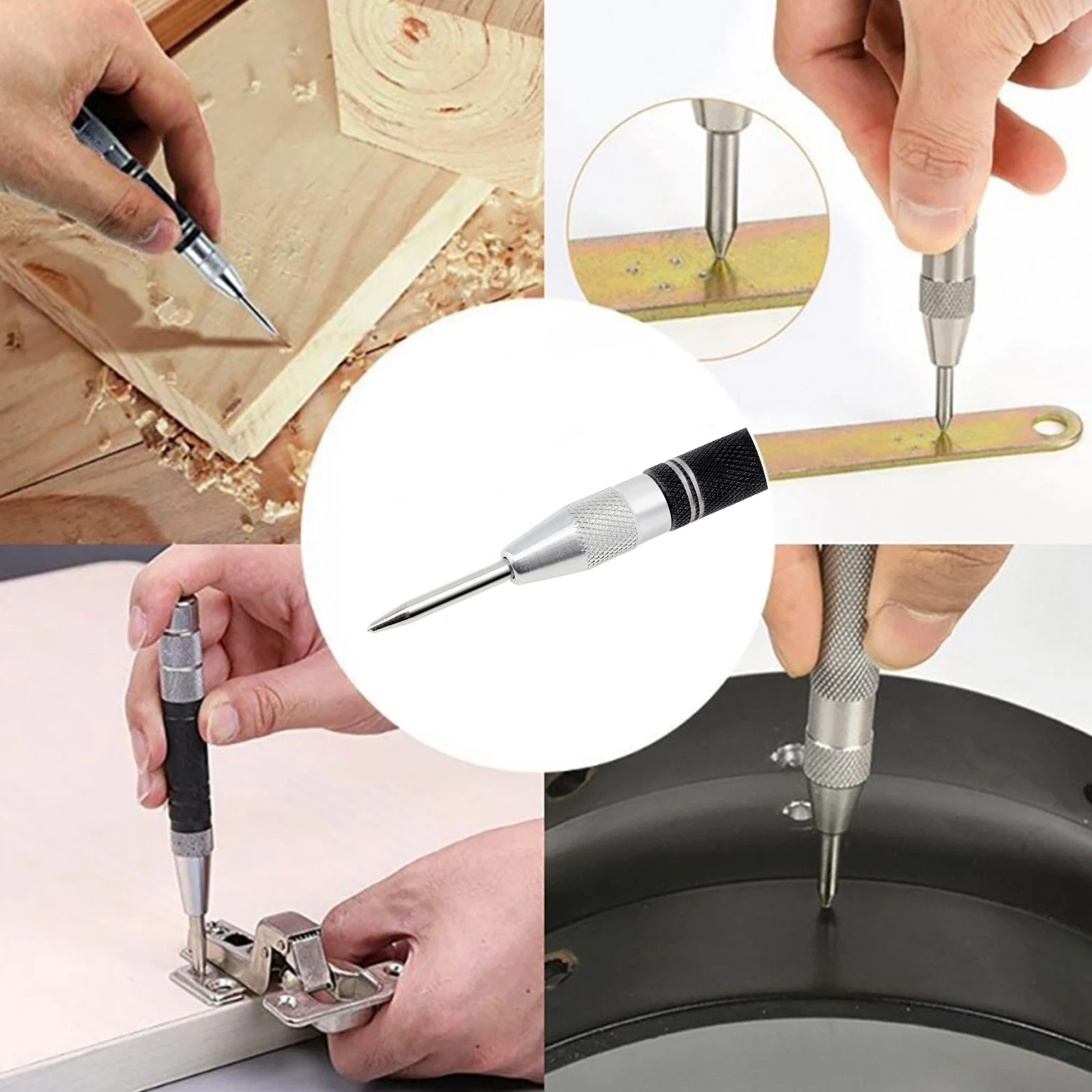 2 pcs Automatic Center Punch Center Drill Bit with 2 Spare Thimble for Loaded Locator / Dent Marker Hand Tools