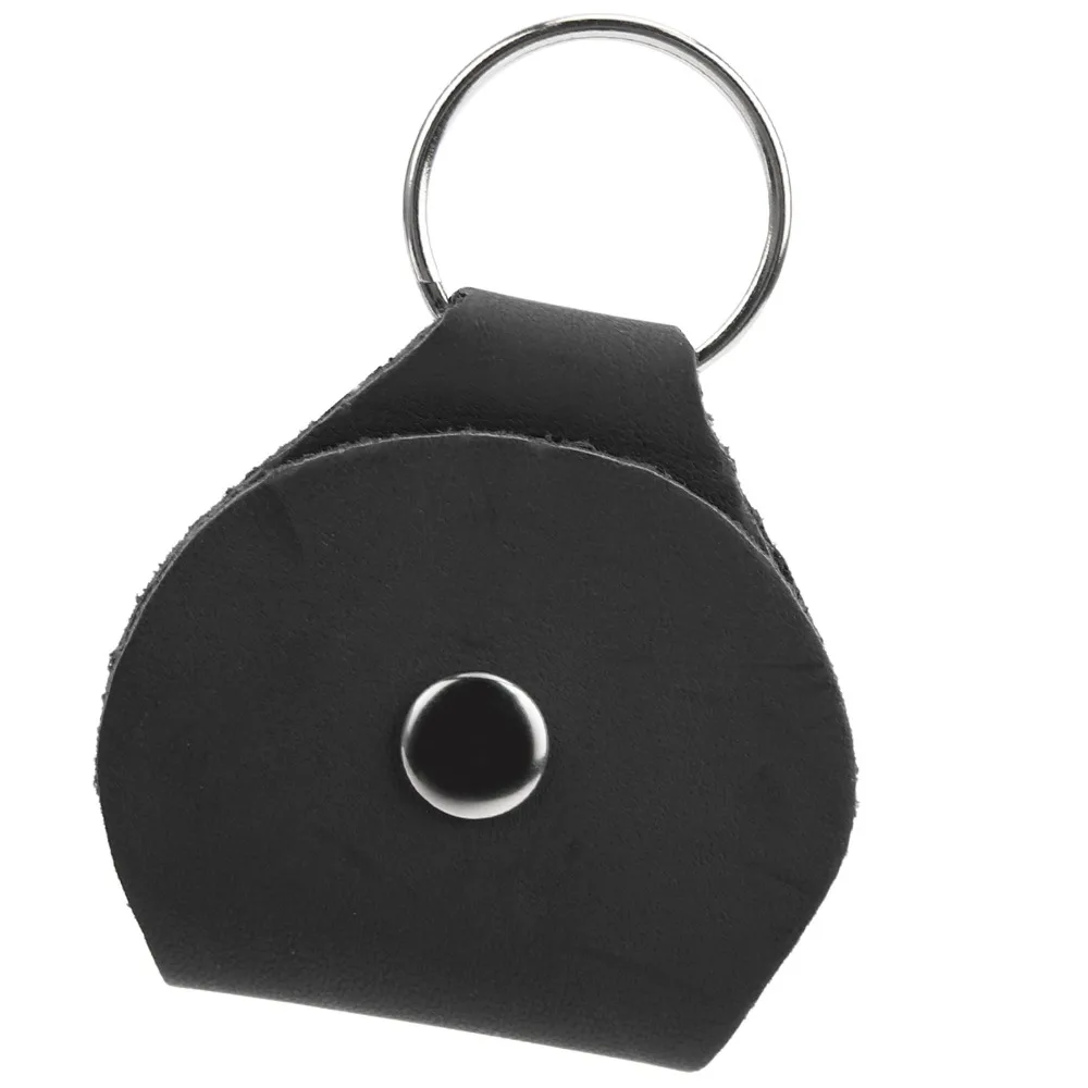 3PCS PU Leather Leather Guitar Picks Keychain Black/Coffee color Snap Open Closure Snap Open Key Case Portable Ring Storage Box