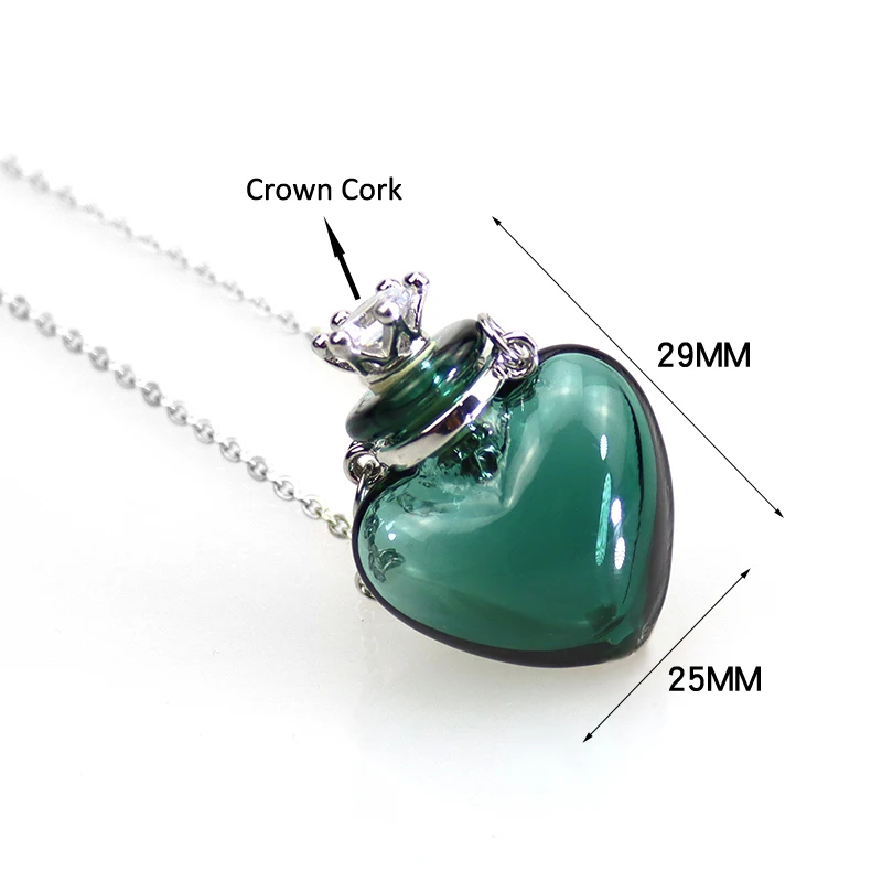 1PC Colorful Heart Essential Oil Bottle Necklace Murano Glass Perfume Vial Necklaces Aroma Vial Jewelry