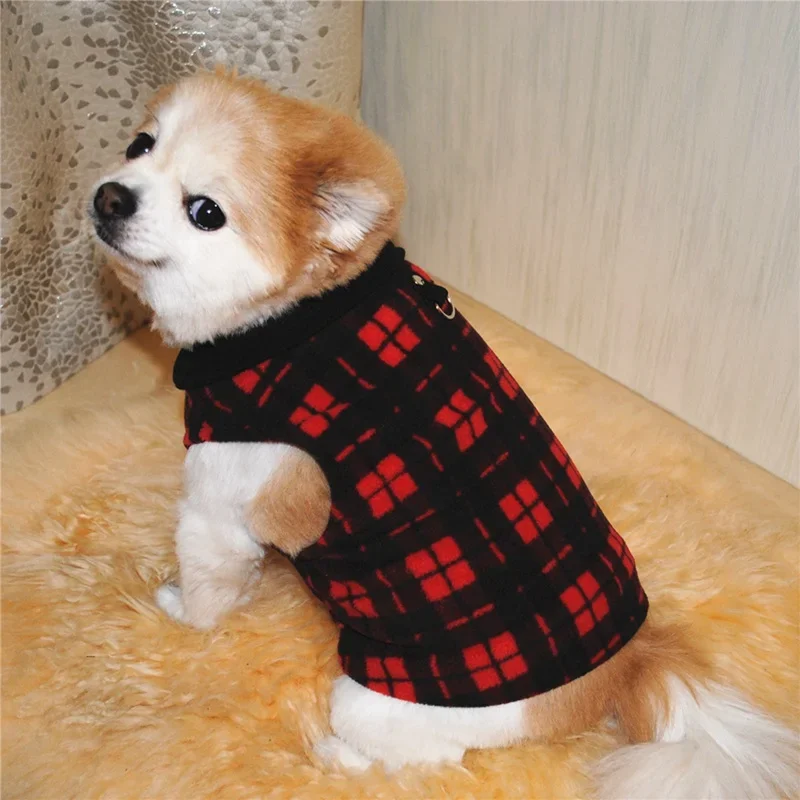 Warm Fleece Pet Dog Clothes Autumn Winter Thickened Vest Coat Small Medium Dogs Warm Costume With Traction Ring Dog clothes boy