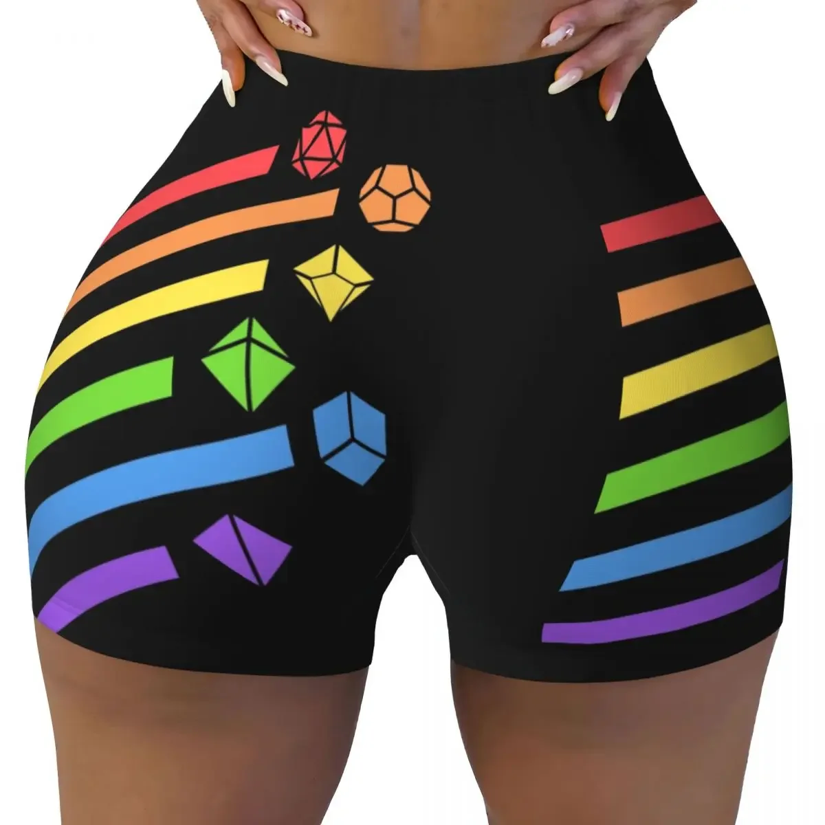 

Custom Women's Rainbow Dice Set Workout Yoga Shorts Lesbian LGBT Gay Pride Athletic Gym Running Volleyball Shorts