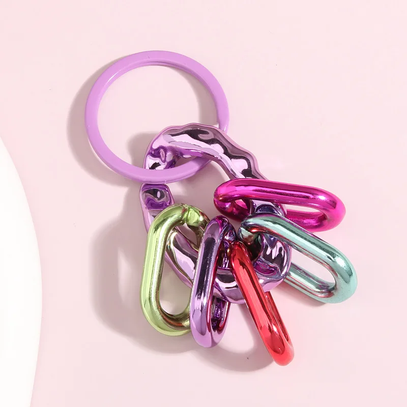 Acrylic Frosted Color Chain Key Chain With Candy Color Creative Senior Color Car Ring Hanging Ornaments