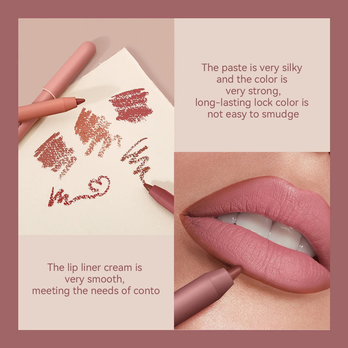 Long Lasting Matte Nude Lipliner Pencil Waterproof Sexy Red Contour Tint Lipstick Non-stick Cup Moisturising Lip Makeup Cosmetic